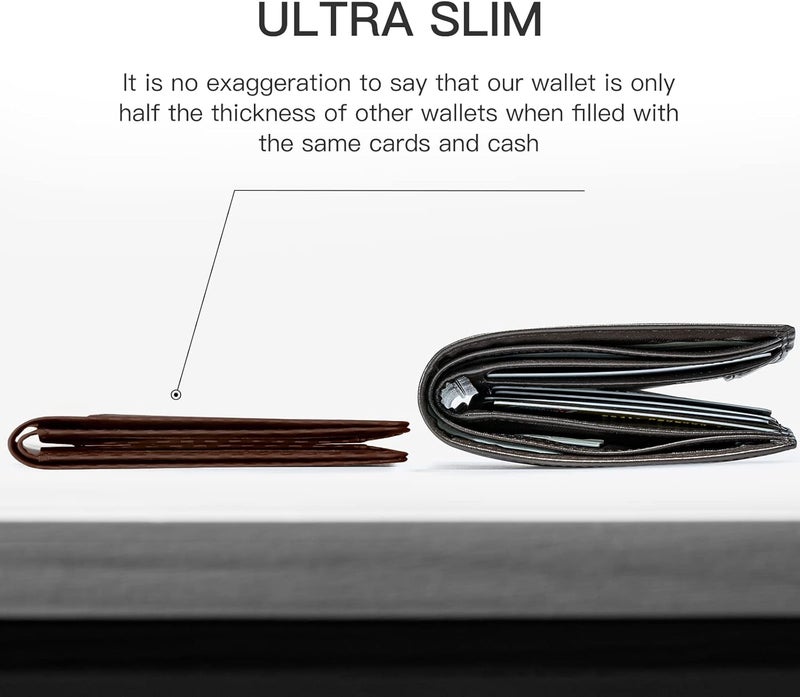 GSOIAX Slim Wallet for Men RFID Blocking Bifold Wallet Carbon Fiber Front Pocket Wallet with 11 Card Holder Minimalist Mens Wallet with Gift Box(Carbon Fiber - Coffee) - Image 2